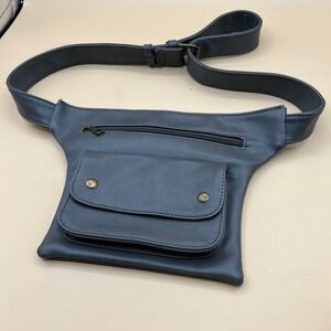 Badiya Faux Leather Waist Bag Charcoal Gray Utility Hip Pack Adjustable Belt